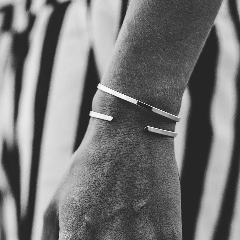 Silver Edge Geometric Cuff