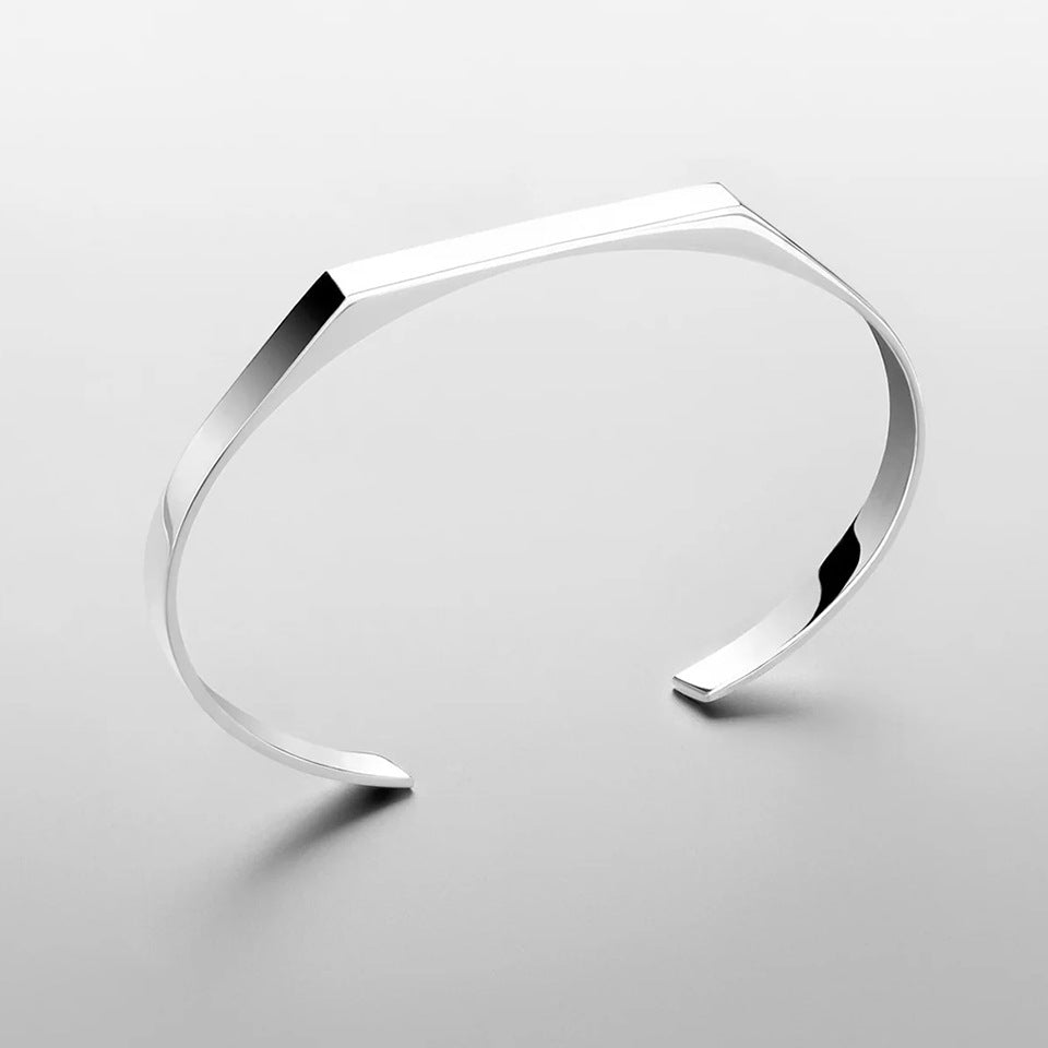 Silver Edge Geometric Cuff